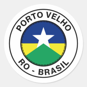 Brazil Porto Velho Rondonia RO Bandeira Stamp Classic Round Sticker