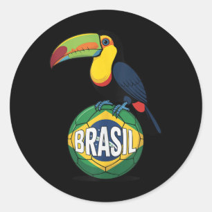 Brazil Pride Flag Brasil Toucan Soccer Ball Footba Classic Round Sticker