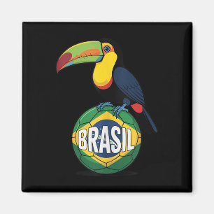 Brazil Pride Flag Brasil Toucan Soccer Ball Footba Magnet
