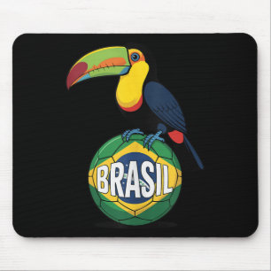 Brazil Pride Flag Brasil Toucan Soccer Ball Footba Mouse Pad