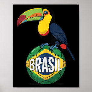 Brazil Pride Flag Brasil Toucan Soccer Ball Footba Poster