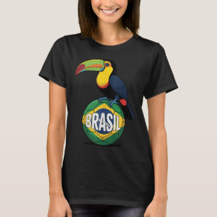 Brazil Pride Flag Brasil Toucan Soccer Ball Footba T-Shirt
