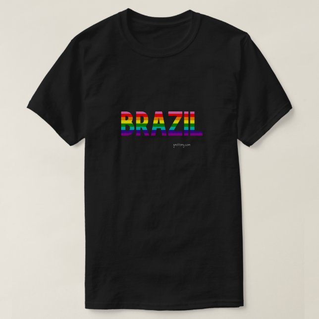 Brazil Pride T Shirt | Rainbow Flag  (Design Front)