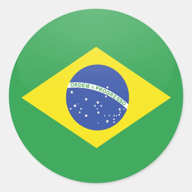 Brazil quality Flag Circle Classic Round Sticker (Front)