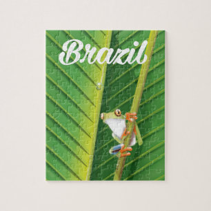 Brazil rainforest tree frog travel poster jigsaw puzzle