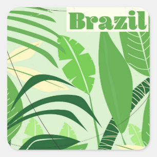 Brazil Rainforest Vintage style vacation print Square Sticker