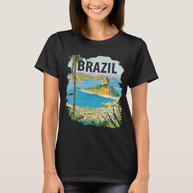 Brazil Rio de Janeiro Coast Green Travel T-Shirt (Front)