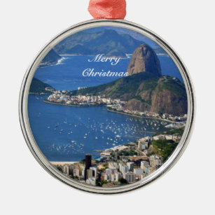 Brazil: Rio de Janeiro landscape - Merry Christmas Metal Tree Decoration