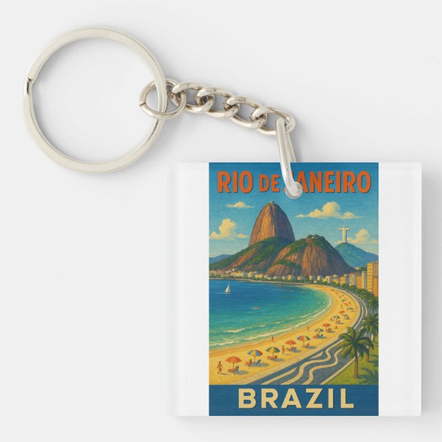 Brazil Rio De Janeiro Original Art Keychain (Front)