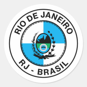 Brazil Rio de Janeiro RJ Bandeira Stamp Classic Round Sticker