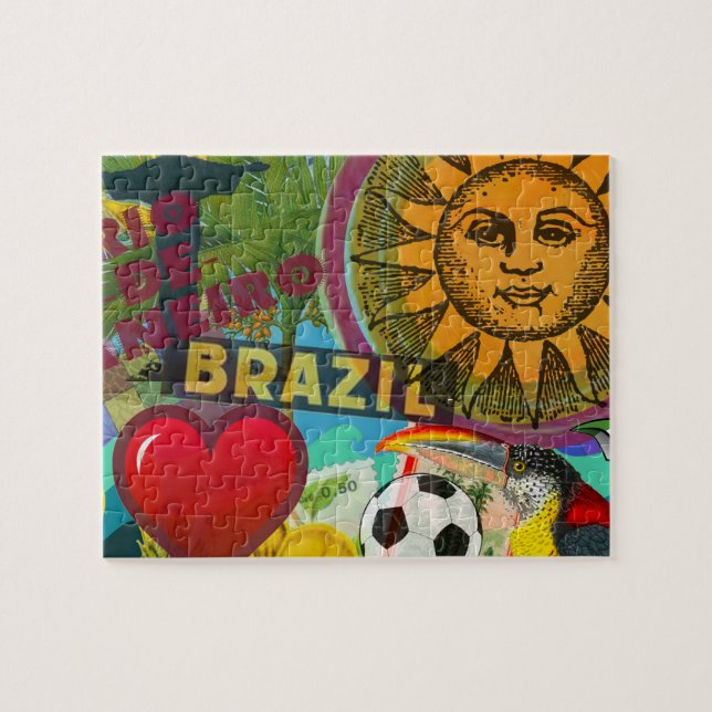 Brazil Rio de Janiero Sun Travel Colourful Art Jigsaw Puzzle (Horizontal)