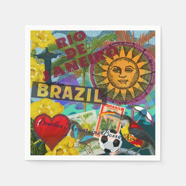 Brazil Rio de Janiero Sun Travel Colourful Art Napkin (Front)