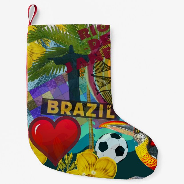 Brazil Rio de Janiero Sun Travel Colourful Art Small Christmas Stocking (Front)