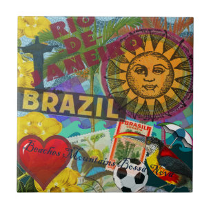 Brazil Rio de Janiero Sun Travel Colourful Art Tile