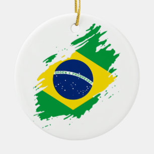 Brazil Ripped Flag National Pride Sports Fans Braz Ceramic Ornament