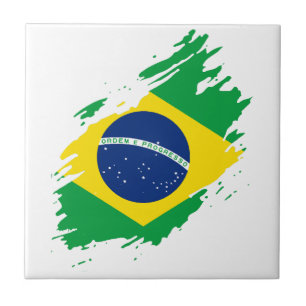 Brazil Ripped Flag National Pride Sports Fans Braz Ceramic Tile