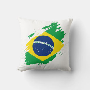 Brazil Ripped Flag National Pride Sports Fans Braz Cushion