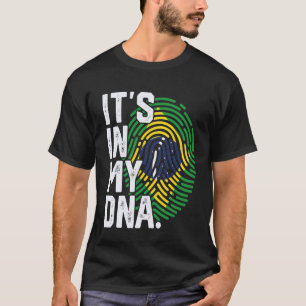 Brazil Roots Flag Fingerprint Graphic Patriotic T-Shirt