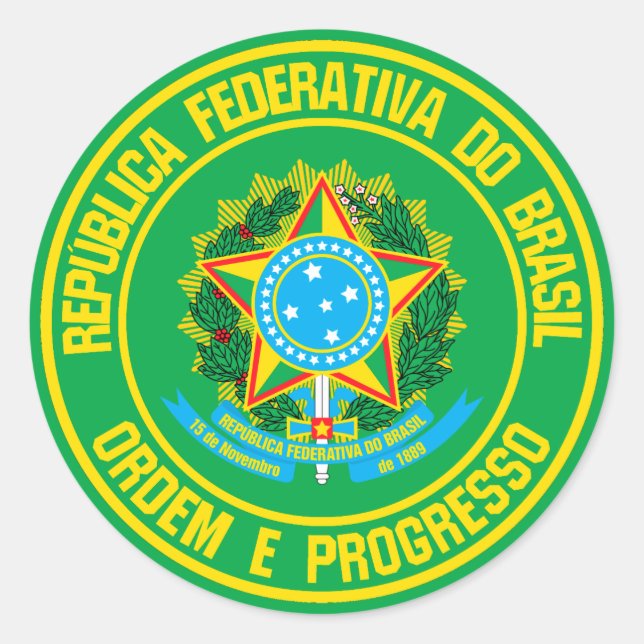 Brazil Round Emblem Classic Round Sticker (Front)