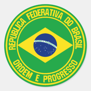 Brazil Round Emblem Classic Round Sticker