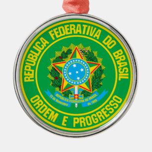 Brazil Round Emblem Metal Ornament