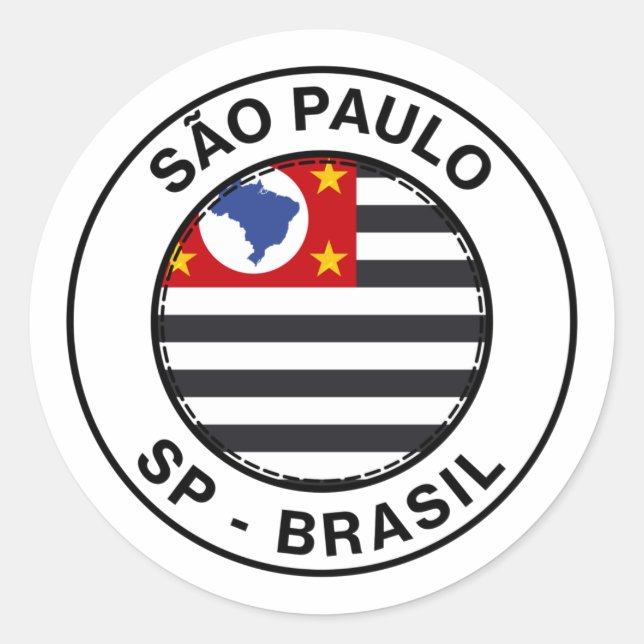 Brazil Sao Paulo SP Bandeira Stamp Classic Round Sticker (Front)