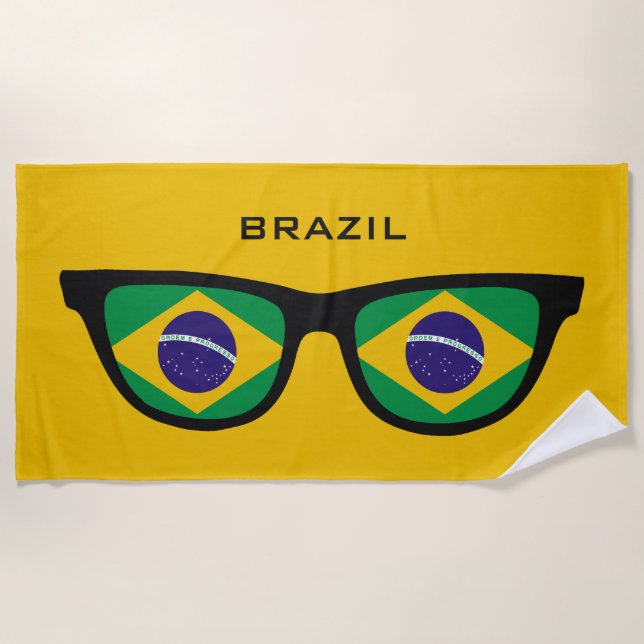 BRAZIL Shades custom text beach towel (Front)