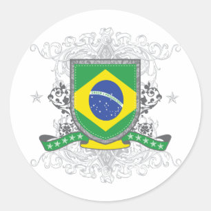 Brazil Shield Classic Round Sticker