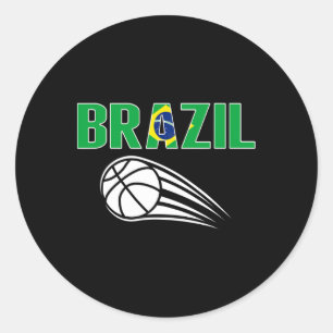 Brazil Sketll Fans Jersey - Brazilian Flag Sport L Classic Round Sticker