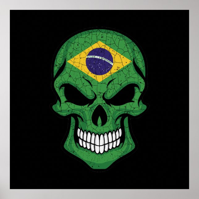Brazil Smiling Skull Flag Poster (Front)