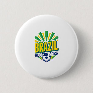 Brazil Soccer 2026 Soccer Bold Country Typography 6 Cm Round Badge