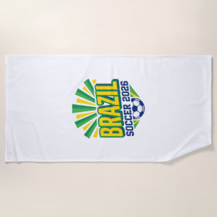 Brazil Soccer 2026 Soccer Bold Country Typography Beach Towel