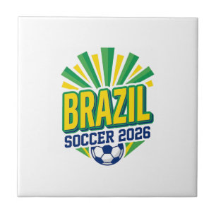 Brazil Soccer 2026 Soccer Bold Country Typography Ceramic Tile