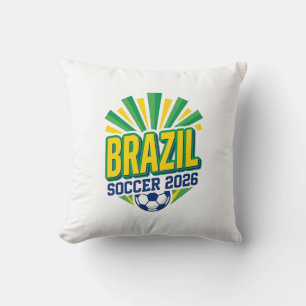 Brazil Soccer 2026 Soccer Bold Country Typography Cushion