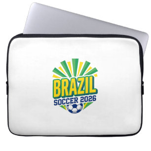 Brazil Soccer 2026 Soccer Bold Country Typography Laptop Sleeve