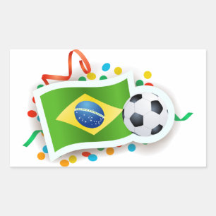 Brazil, soccer and flag rectangular sticker