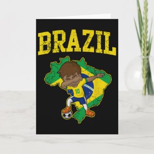 Brazil Soccer Boy Brazilian Footll Dabbing Kid Men Card