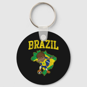 Brazil Soccer Boy Brazilian Footll Dabbing Kid Men Key Ring