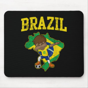 Brazil Soccer Boy Brazilian Footll Dabbing Kid Men Mouse Pad