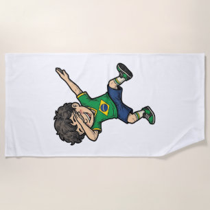 Brazil Soccer Dab Boy Vintage Vector Shirt_1 Beach Towel