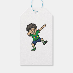 Brazil Soccer Dab Boy Vintage Vector Shirt_1 Gift Tags