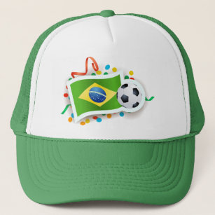 Brazil, soccer design trucker hat