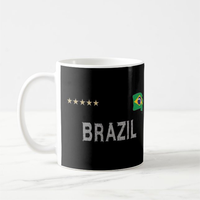 Brazil Soccer Football Fan Shirt Heart Coffee Mug (Left)
