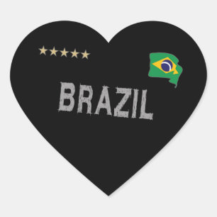 Brazil Soccer Football Fan Shirt Heart Heart Sticker