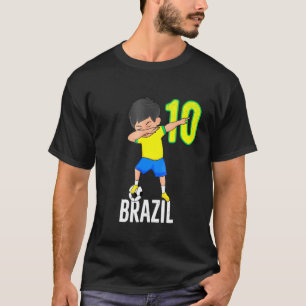 Brazil Soccer For Boys Number 10 Dabbing Dab T-Shirt