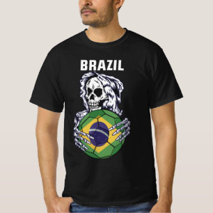 Brazil Soccer Jersey With Skull Funny T-Shirt