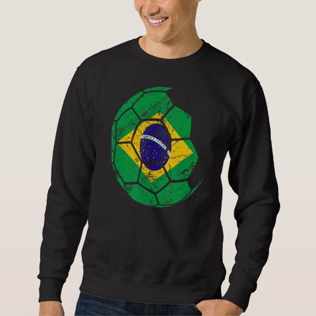 Brazil Soccer National Team Support The Team Flag  Sweatshirt (Front)
