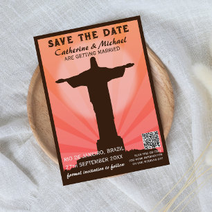 Brazil South American Travel Poster Style QR Code Save The Date