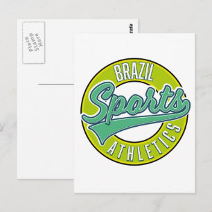 Brazil sports athletic logo in a vintage style. postcard