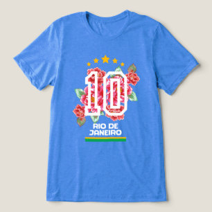 Brazil T-shirt Rio de Janeiro, 10 Soccer Jersey, Tri-Blend Shirt